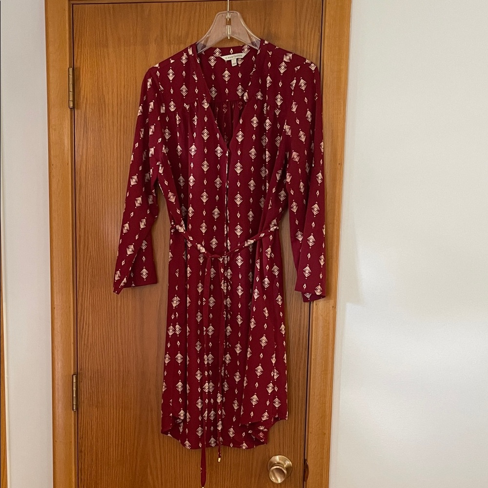 41 Hawthorn Burgundy Geometric Long Sleeve Dress
